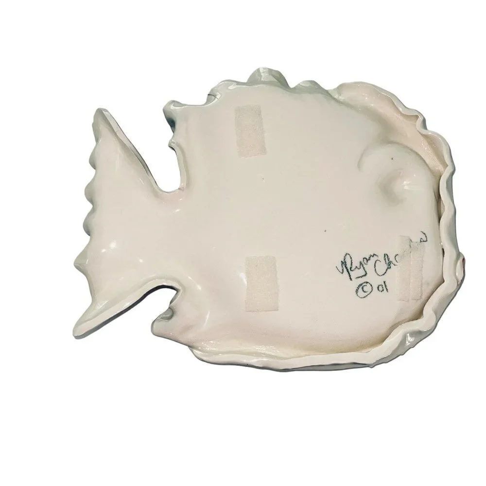 Ryan Charles Platter Multicolor Hand Painted Ceramic Fish 2001